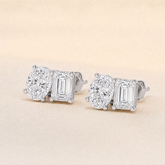 Toi Oval Diamond Studs White Gold Lifestyle