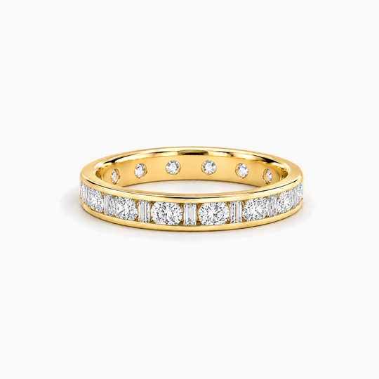 150Ct Full Channel Dot Dash Diamond Ring Yellow Gold Lying