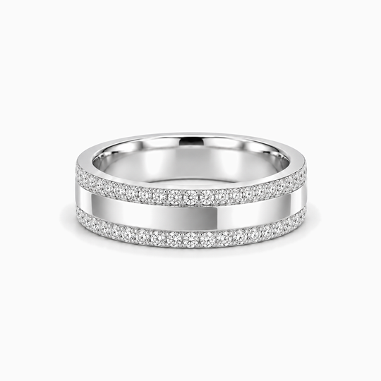 Princess Cut Double Diamond Channel Ring 18K White Gold 01 Lying