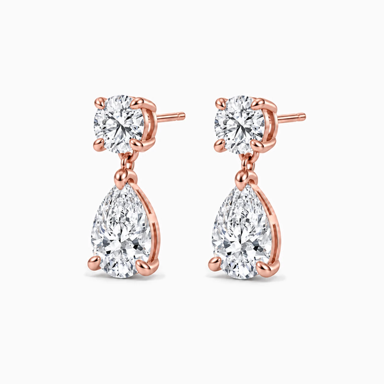Raindrop Diamond Earrings Rose Gold Angle