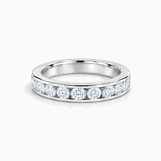 200Ct Half Channel Round Diamond Ring White Gold Lying