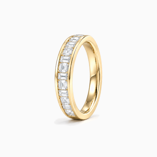 050Ct End To End Baguette Diamond Ring Yellow Gold Standing