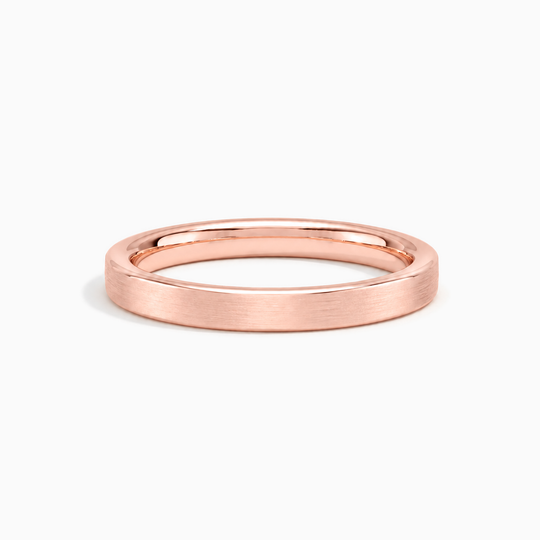 Womens 2.5Mm Heavy Weight Flat Court Matt Finish Wedding Ring Rose Gold Lying
