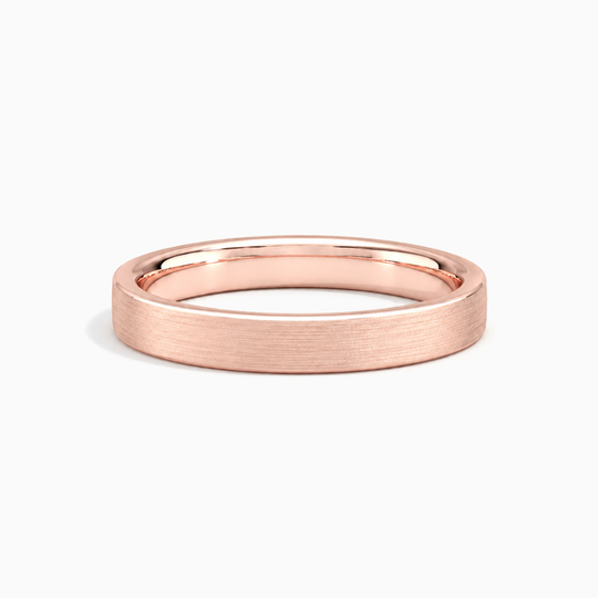Womens 4Mm Flat Court Matt Finish Wedding Ring Rose Gold Lying