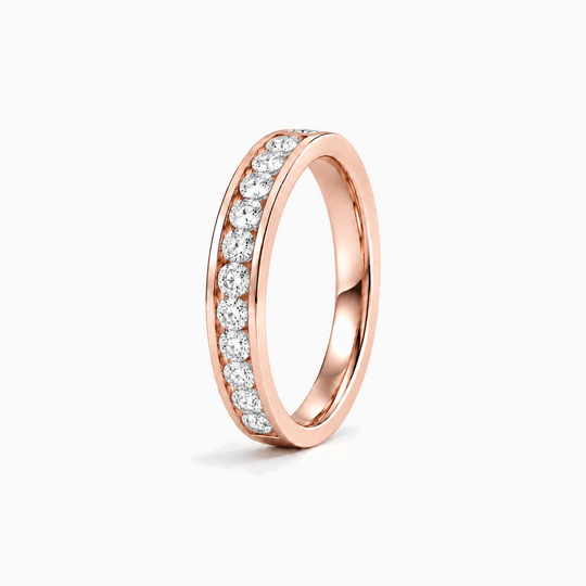 075Ct Half Channel Round Diamond Ring Rose Gold Standing
