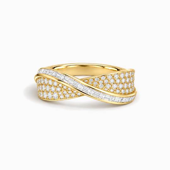 Solaia Crossover Lab Grown Diamond Ring Yellow Gold Lying