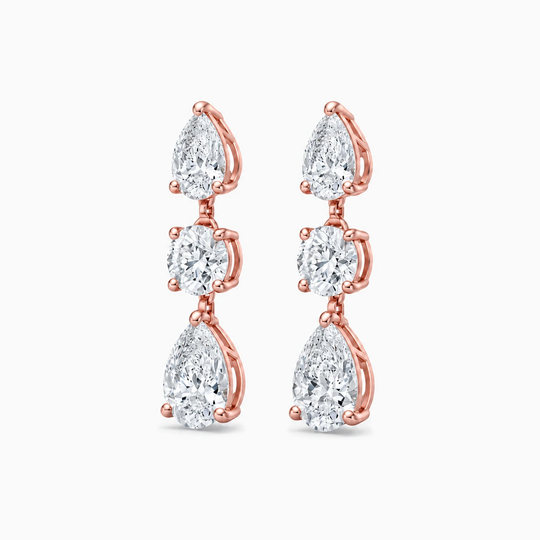 Dewdrop Diamond Earrings Rose Gold Angle