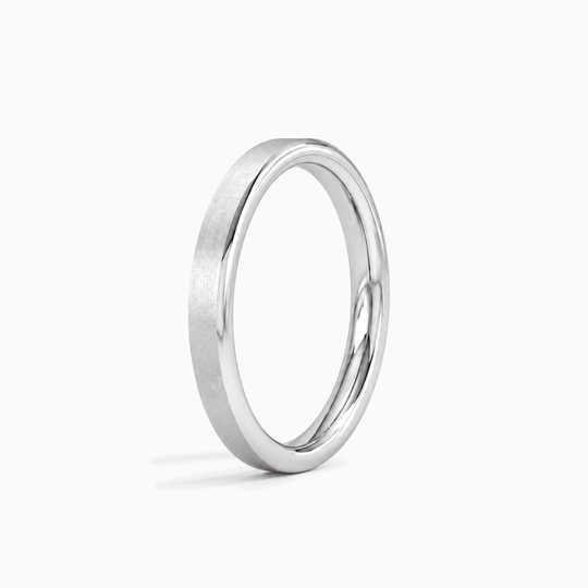 Womens 2Mm Heavy Weight Flat Court Matt Finish Wedding Ring White Gold Standing
