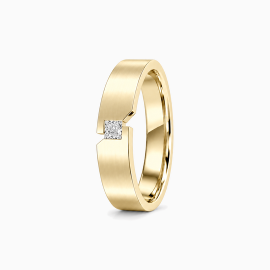 Princess Cut Diamond Cross Split Ring 18K Yellow Gold 02 Standing