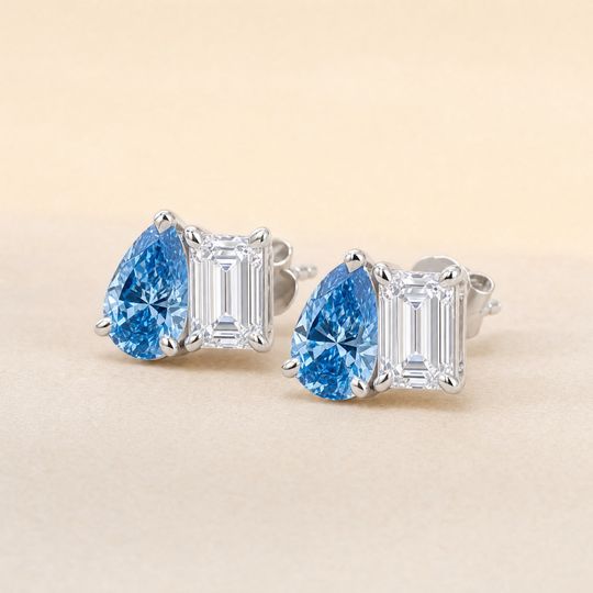 Blue Toi Diamond Studs White Gold Lifestyle