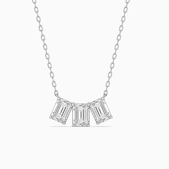 Toi Et Moi Emerald Trilogy Diamond Necklace Platinum 01