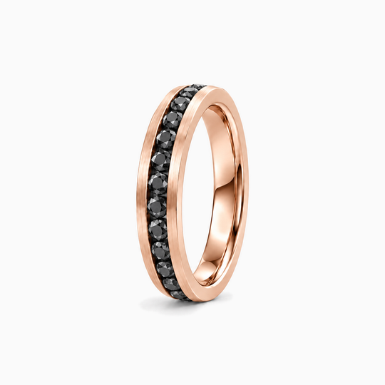 Black Diamond Channel Ring 18K Rose Gold 02 Standing