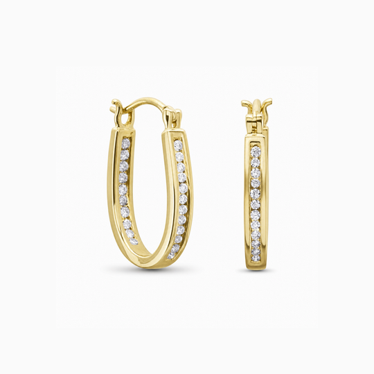 Classic Diamond Channel Hoop Earrings 54462 A
