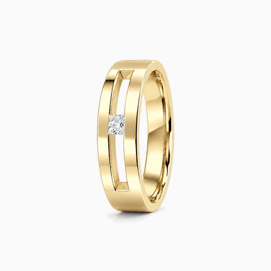 Princess Cut Diamond Gap Tension Ring 18K Yellow Gold 02 Standing
