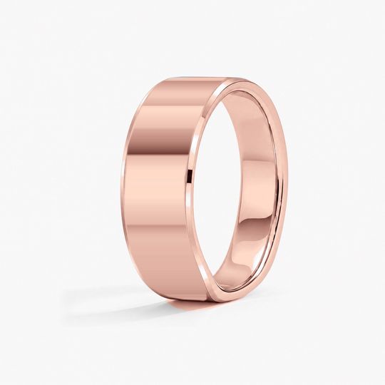 Bevelled 7Mm 18K Rose Gold Polished 02 Standing