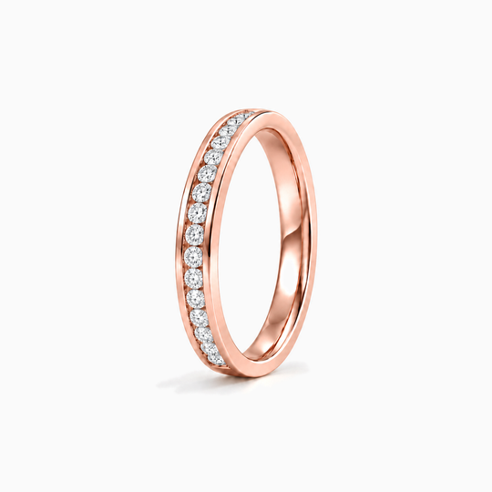 033Ct Half Channel Round Diamond Ring Rose Gold Standing