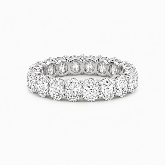 Oval Cut Lab Grown Diamond Eternity Ring White 01 Flat