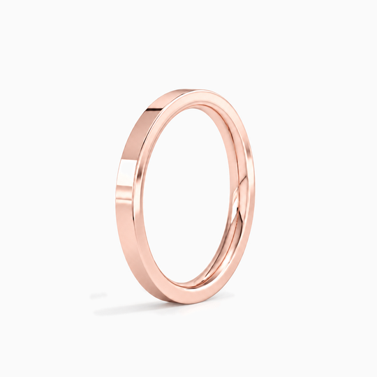 Womens 2Mm Heavy Weight Flat Court Wedding Ring Rose Gold Standing