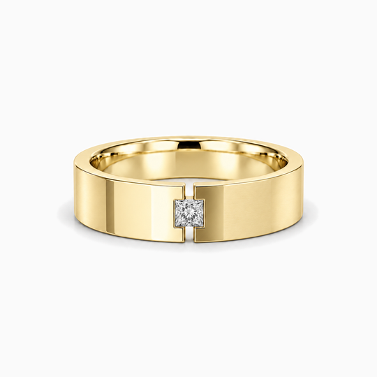 Princess Cut Half Tension Ring 18K Yellow Gold 01 Lying