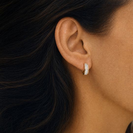 Cora Baguette Diamond Earrings Yellow Gold Model 2