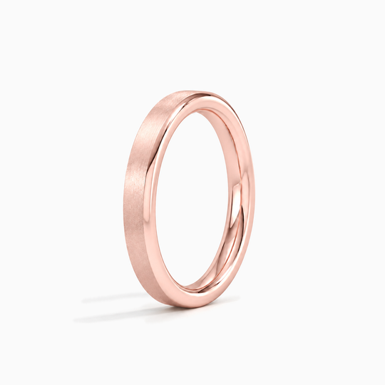 Womens 2.5Mm Heavy Weight Flat Court Matt Finish Wedding Ring Rose Gold Standing