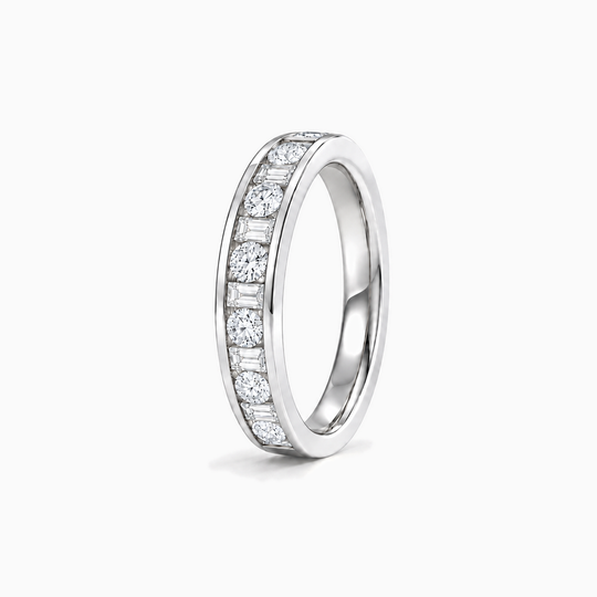 100Ct Half Channel Dot Dash Diamond Ring White Gold Standing