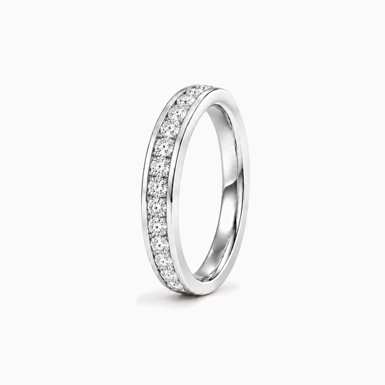 100Ct Full Channel Round Diamond Ring White Gold Standing
