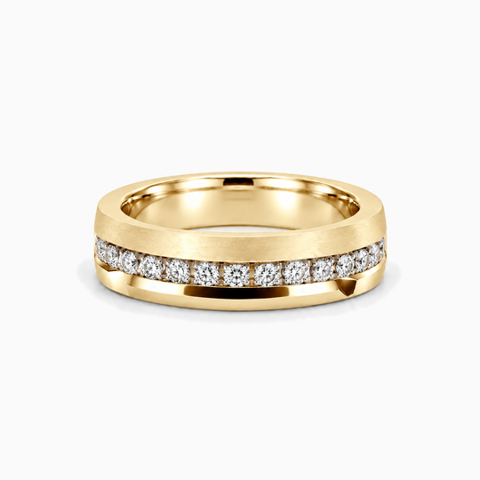 Diamond Off Centre Channel Ring 18K Yellow Gold 01 Lying