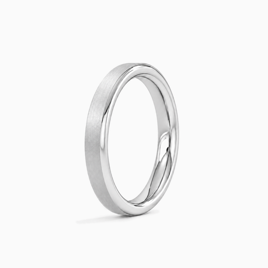 Womens 3Mm Flat Court Matt Finish Wedding Ring White Gold Standing