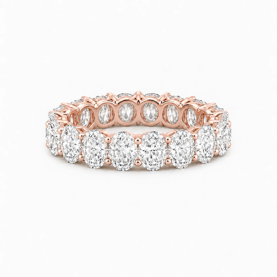 Oval Cut Lab Grown Diamond Eternity Ring Rose 01 Flat