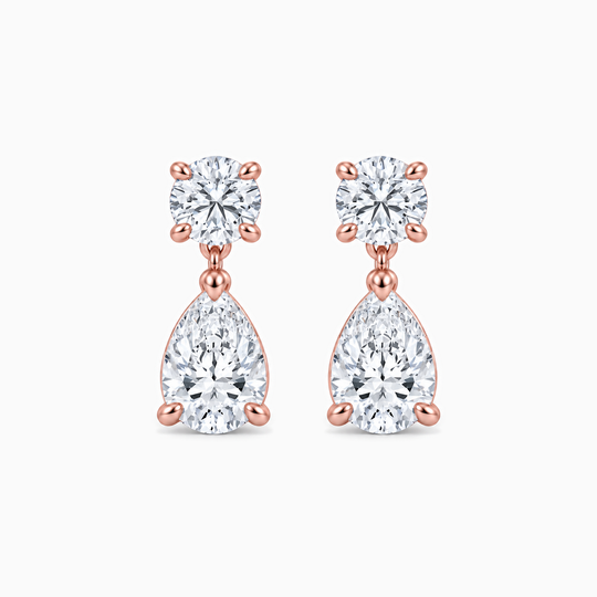 Raindrop Diamond Earrings Rose Gold Front