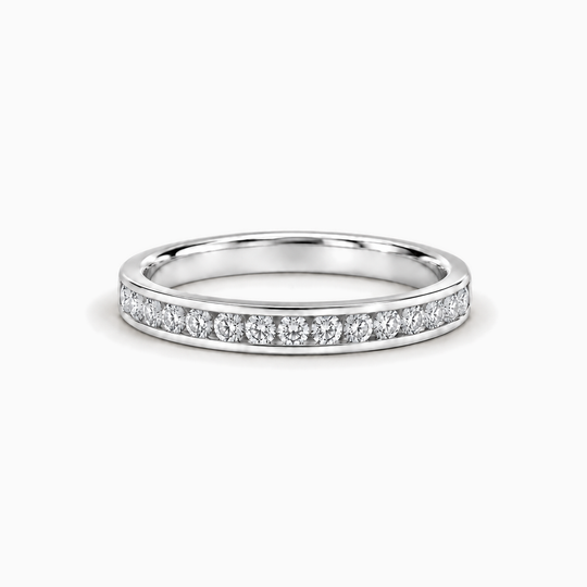 075Ct Full Channel Round Diamond Ring White Gold Lying
