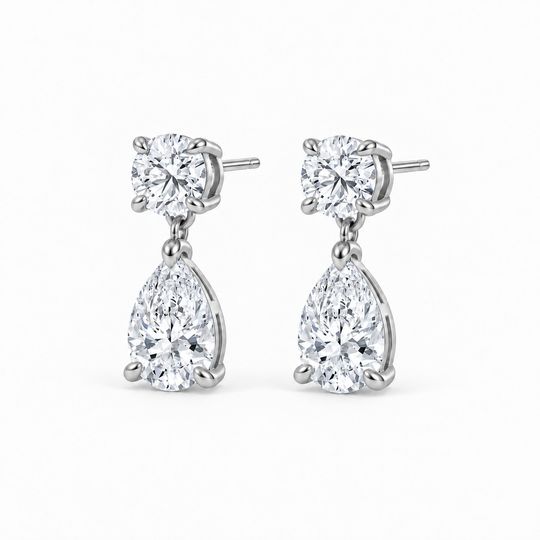 Raindrop Diamond Earrings White Angle