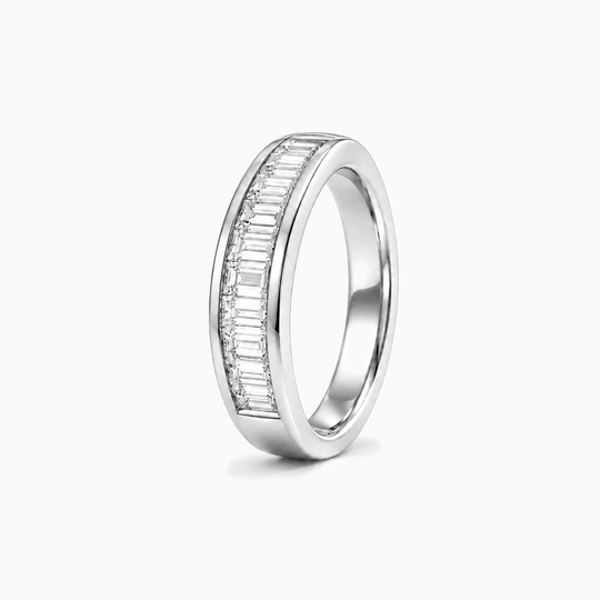 075Ct Half Channel Baguette Diamond Ring White Gold Standing