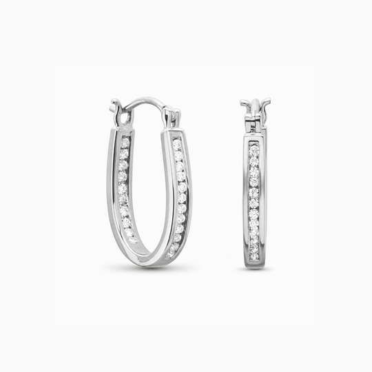 Classic Diamond Channel Hoop Earrings 54462 B (1)