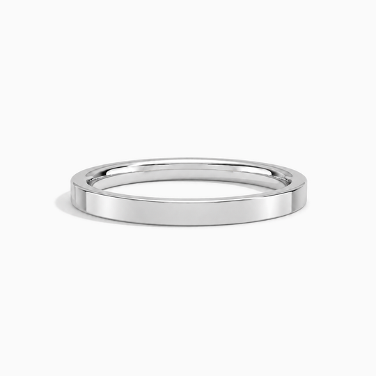 Womens 2Mm Flat Court Wedding Ring White Gold Lying