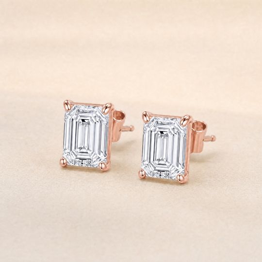 Emerald Diamond Studs Rose Gold Lifestyle