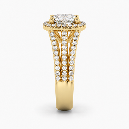 Valencia Cushion Yellow Gold V2 3 Side