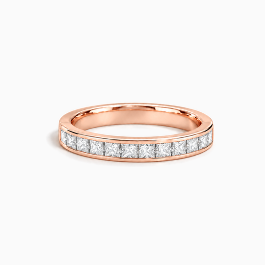 100Ct Half Channel Princess Cut Diamond Ring Rose Gold Lying