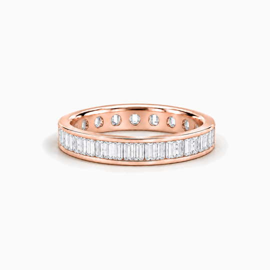 Baguette Diamond Full Channel Ring Rose Gold Lying