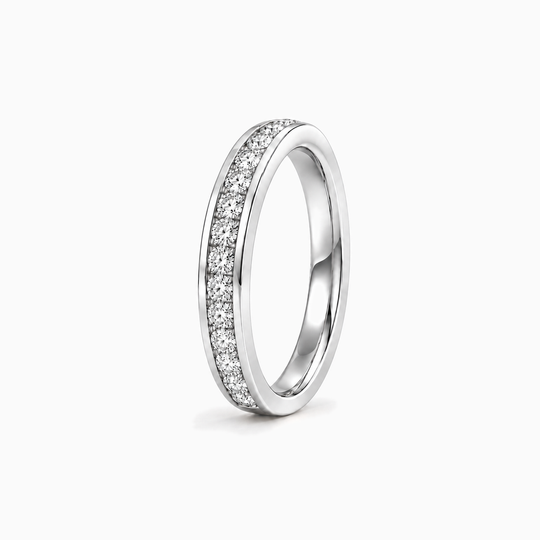 075Ct Full Channel Round Diamond Ring White Gold Standing
