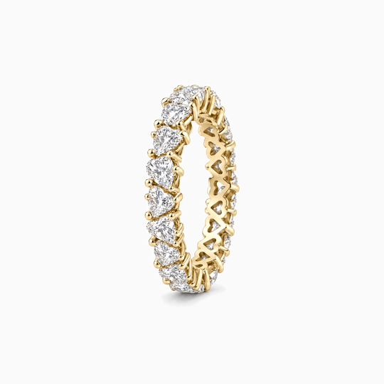 Fullset Heart Cut Lab Grown Diamond Eternity Ring 18K Yellow Gold 02 Standing
