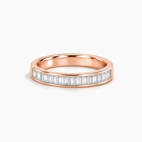 075Ct Half Channel Baguette Diamond Ring Rose Gold Lying