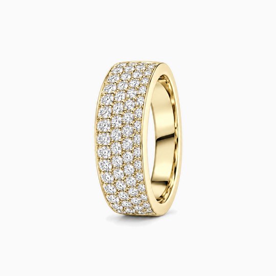 Mens Diamond Pave Ring 18K Yellow Gold 02 Standing