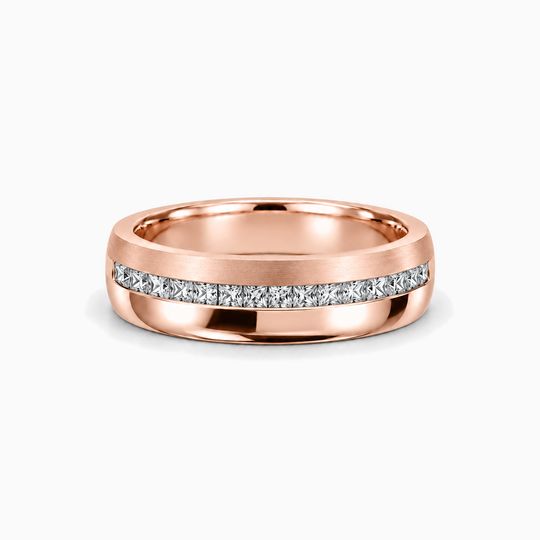 Mens Round Diamond Channel Ring 18K Rose Gold 01 Lying