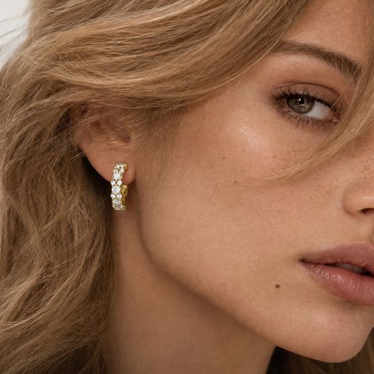 Mayfair Diamond Earrings Yellow Gold Model 1
