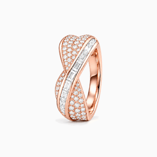 Solaia Crossover Lab Grown Diamond Ring Rose Gold Standing