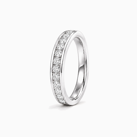 200Ct Full Channel Round Diamond Ring White Gold Standing