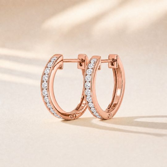 Classic Channel Diamond Earrings Rose Gold Lifestyle
