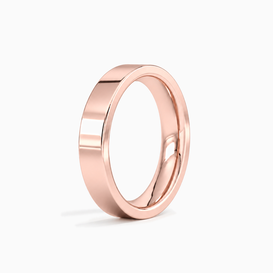 Womens 4Mm Flat Court Wedding Ring Rose Gold Standing
